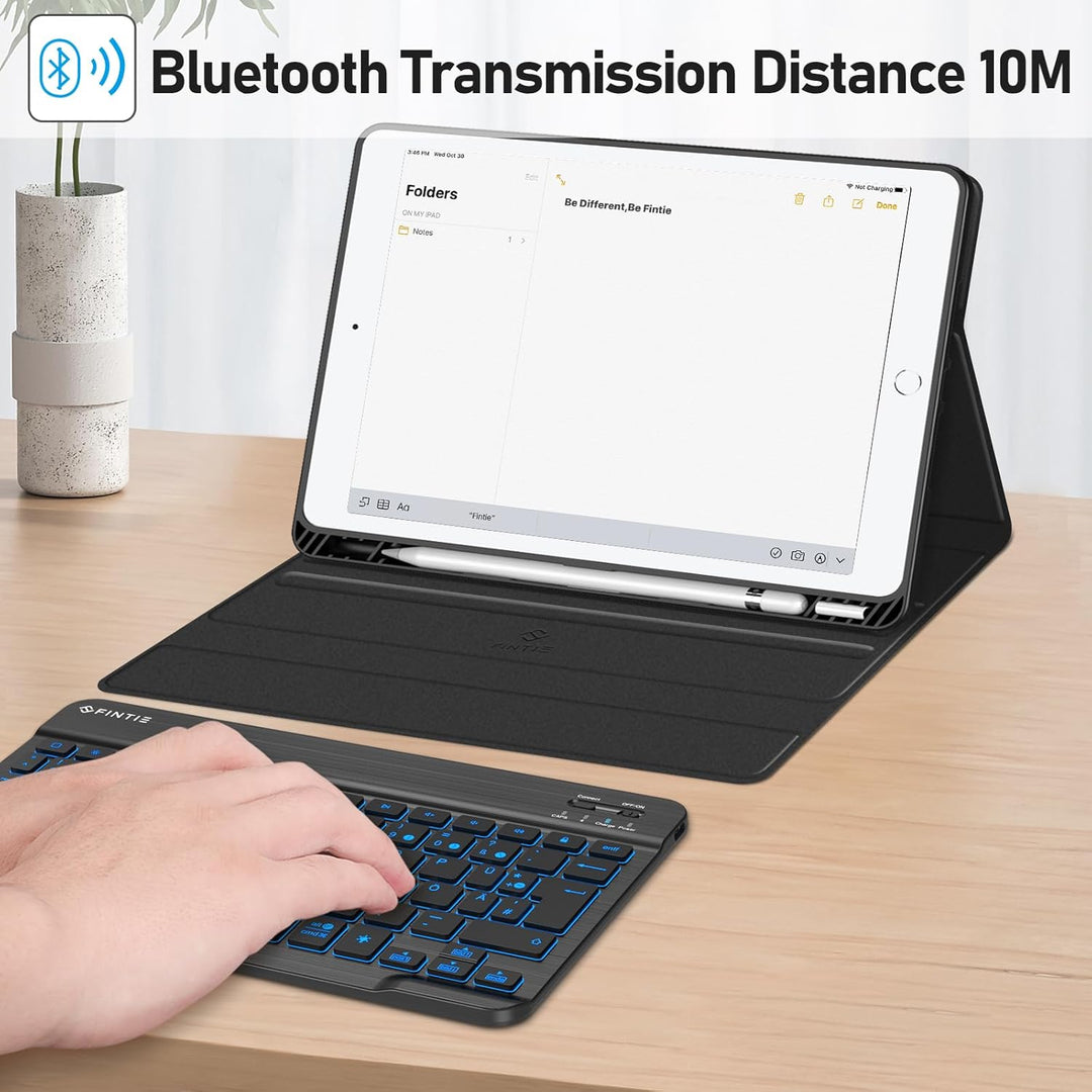 Fintie Hülle mit Tastatur für iPad 9. / 8. / 7. Generation (10.2 Zoll, 2021/2020/2019), Beleuchtete