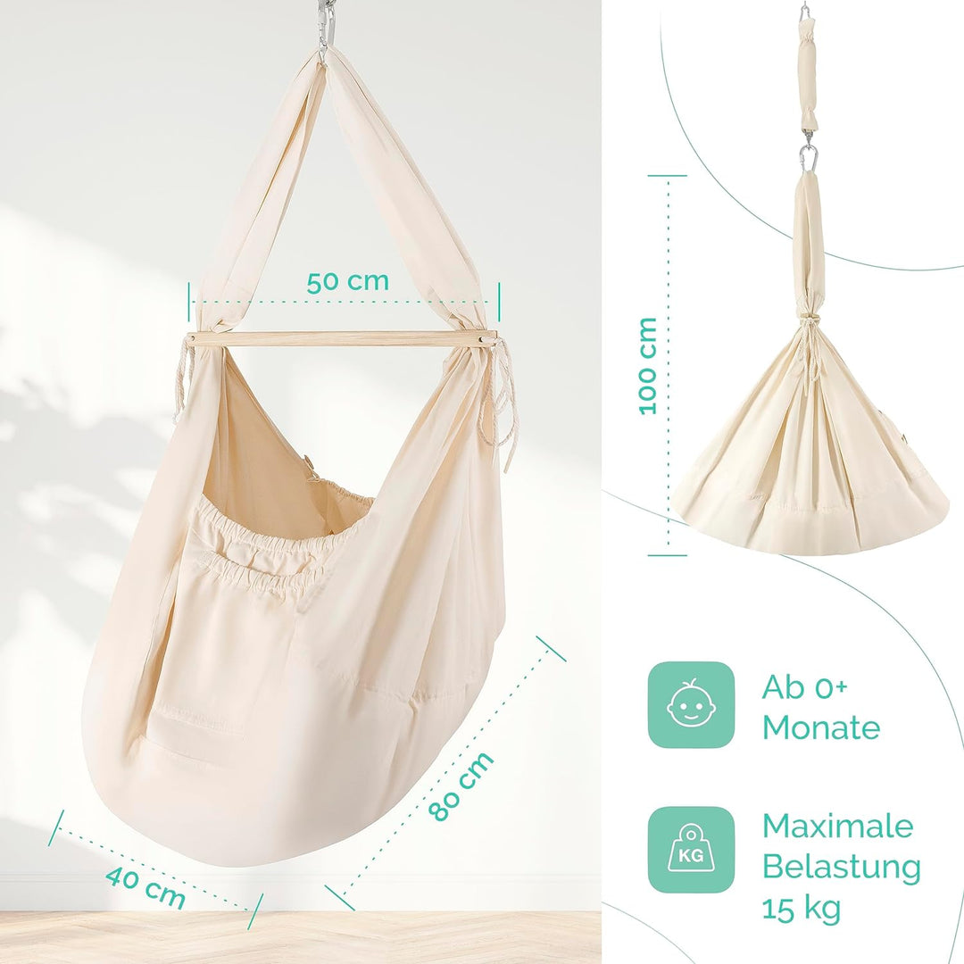MAMMACITA® Federwiege Baby | Babywiege hängend | Babyhängematte für ruhigen Schlaf | Baby Ausstattun