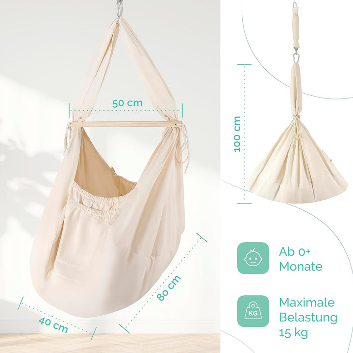 MAMMACITA® Federwiege Baby | Babywiege hängend | Babyhängematte für ruhigen Schlaf | Baby Ausstattun