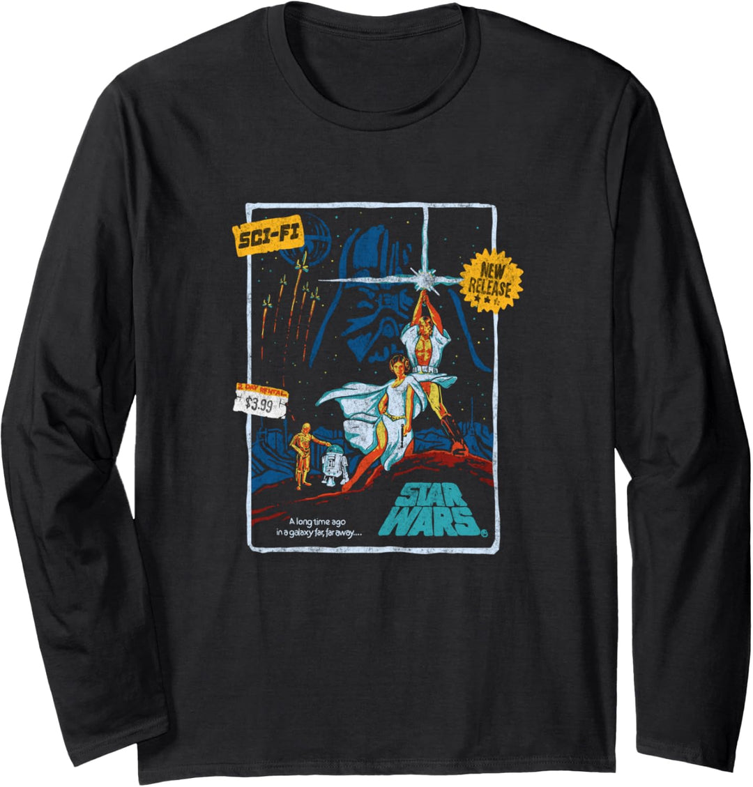 Star Wars Episode IV Luke Skywalker Vintage VHS Cover Langarmshirt