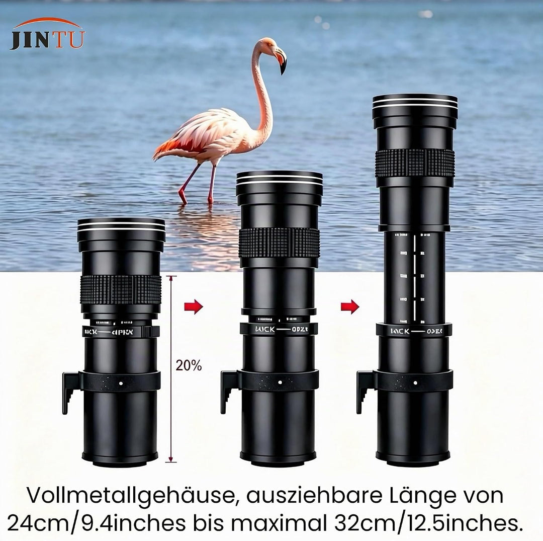 JINTU 420–800mm MF Teleobjektiv Kamera Zoomobjektiv F8.3 für Nikon SLR Kameras D780 D5600 D5500 D540