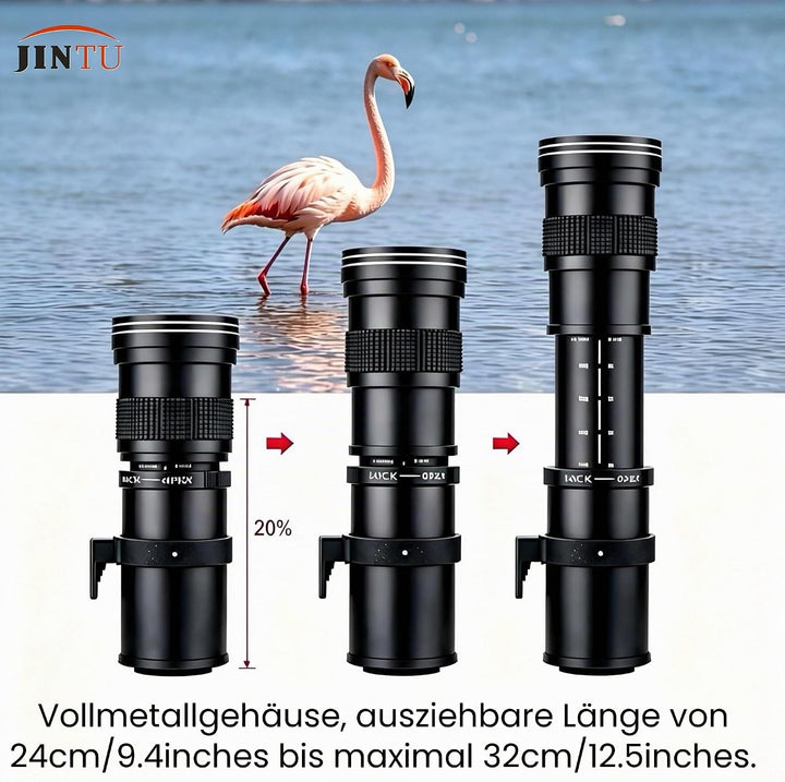 JINTU 420–800mm MF Teleobjektiv Kamera Zoomobjektiv F8.3 für Nikon SLR Kameras D780 D5600 D5500 D540