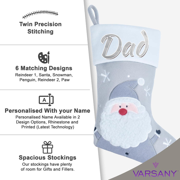 Varsany Hochwertige Weihnachtsstrümpfe mit Weihnachtsmann-Motiv, personalisierbar, personalisierbar,
