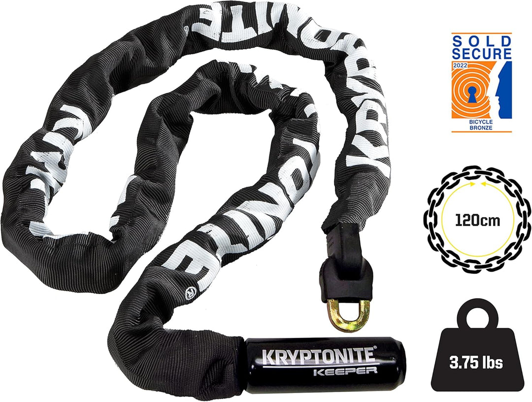 Kryptonite Kettenschloss Keeper 712 (7 mm x 120 cm) Schwarz/ Weiss, Schwarz/ Weiss