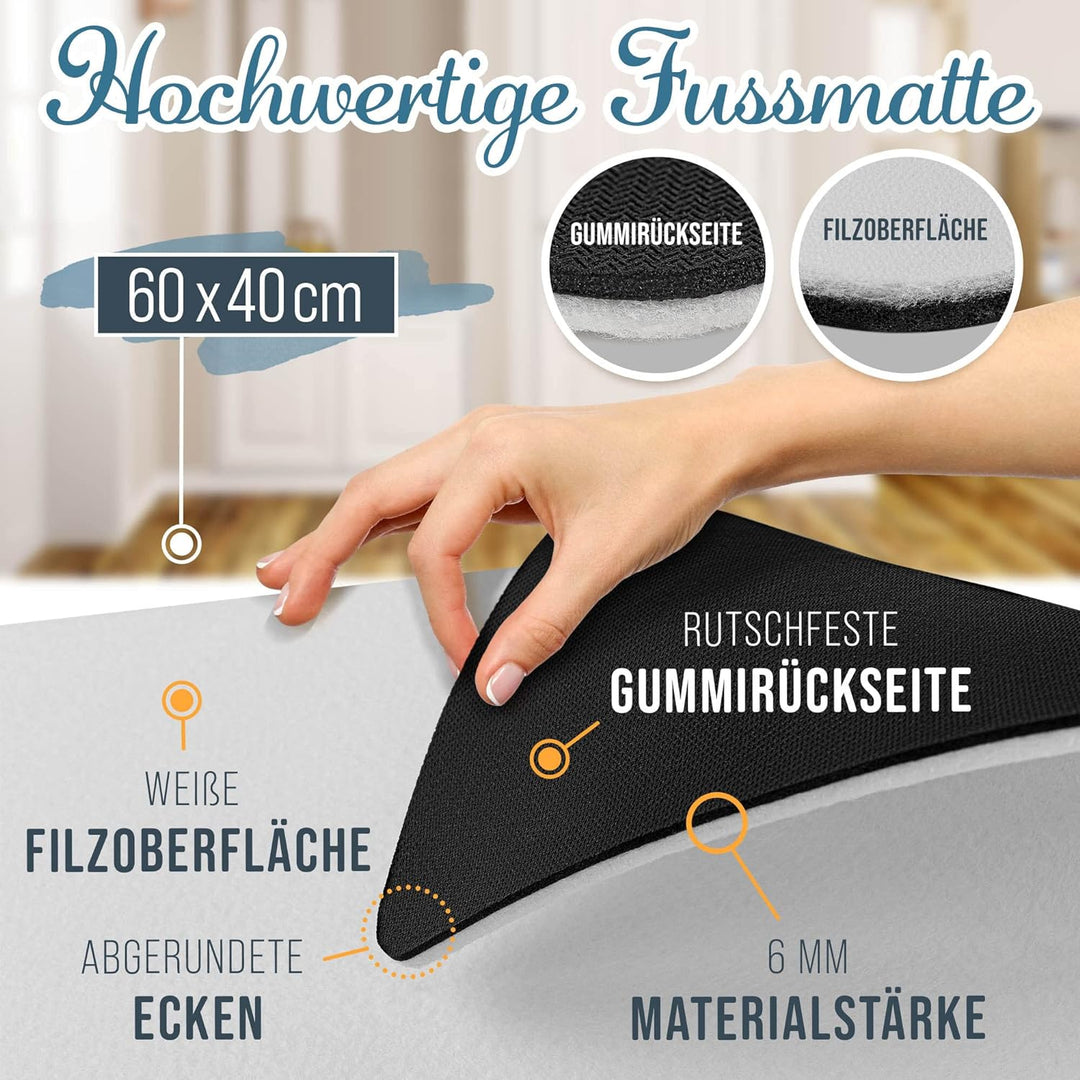 PR Print Royal Fussmatte mit Spruch - Handy, Schlüssel, Geld, Herd aus - Geschenk zum Einzug, Einwei