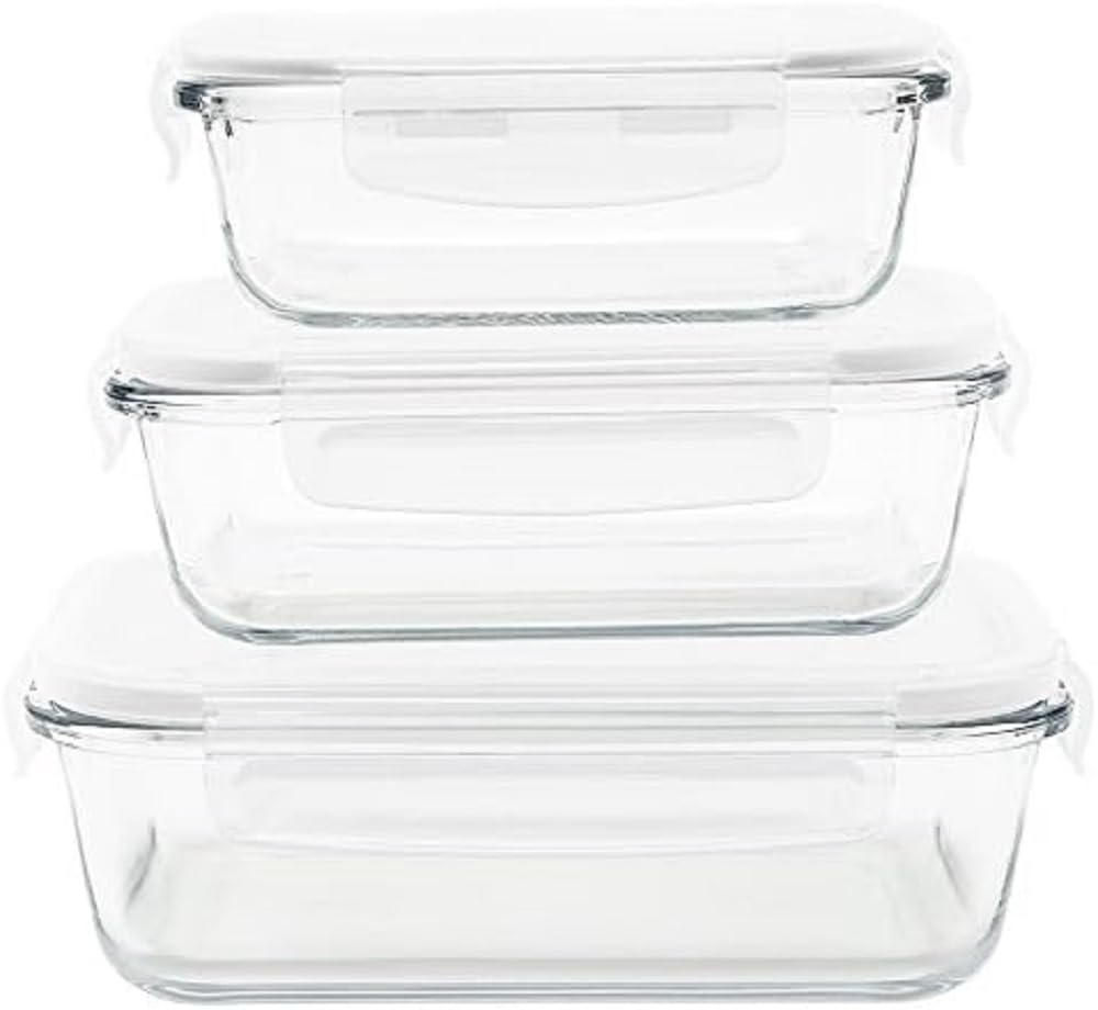 Pebbly 3ER-Set RECHTECKIGE VORRATSBEHÄLTER - 400-650-1000 ml Set de 3 boites rectangulaires, Set de