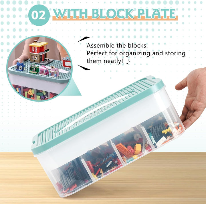 Aufbewahrungsboxen mit Deckel für Lego, 3 Ebenen Transparente Sortierbox, Plastik Stapelbar Box mit
