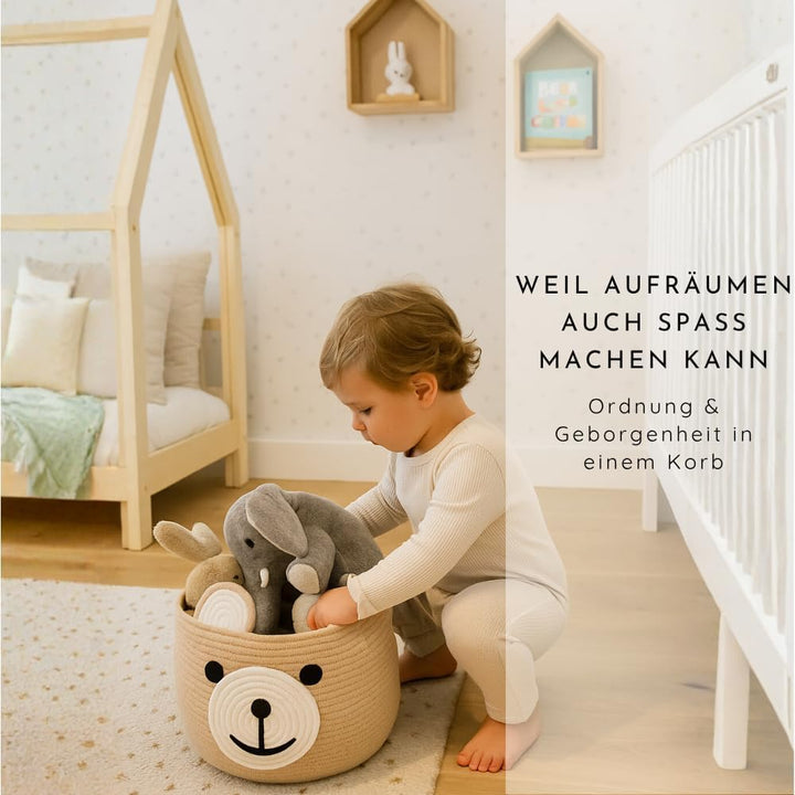 BELMIN Aufbewahrungskorb Kinder aus Baumwolle – Formstabiler, Waschbarer Wäschekorb für Spielzeug &
