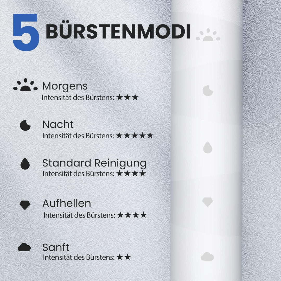 Oclean Flow Elektrische Zahnbürste, Schallzahnbürste mit 180 Tage Akkulaufzeit, 5 Putzmodi Zahnbürst