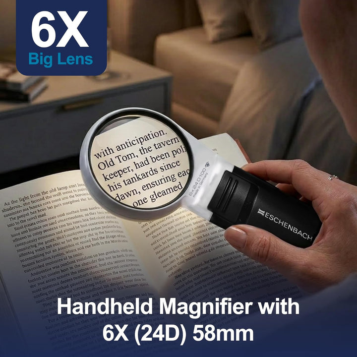Eschenbach Optik Handlupe mobiluxLED mit LED-Beleuchtung und 6X-Vergrösserung Linsengrösse: (Ø) 58mm