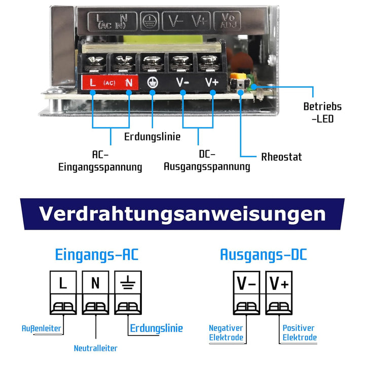 LightingWill Schaltnetzteil 12V 5A 60W Netzteil, LED Trafo Schaltwandler AC 230V auf DC 12 Volt, Ada