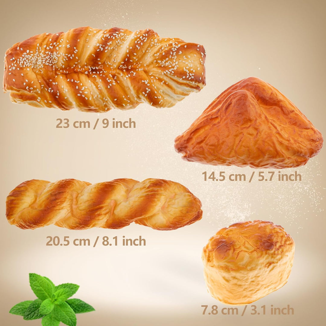 Gresorth 4 Stück Gefälschte Gross Meersamen Brot Satz Dekoration Künstliche Realistisch Drehung Brot