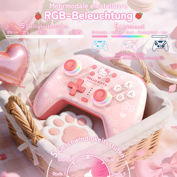 Kuitmor Wireless PC Controller mit RGB, Hall Effekt Joysticks, 1000 Hz Abfragerate, Turbo, Remappabl