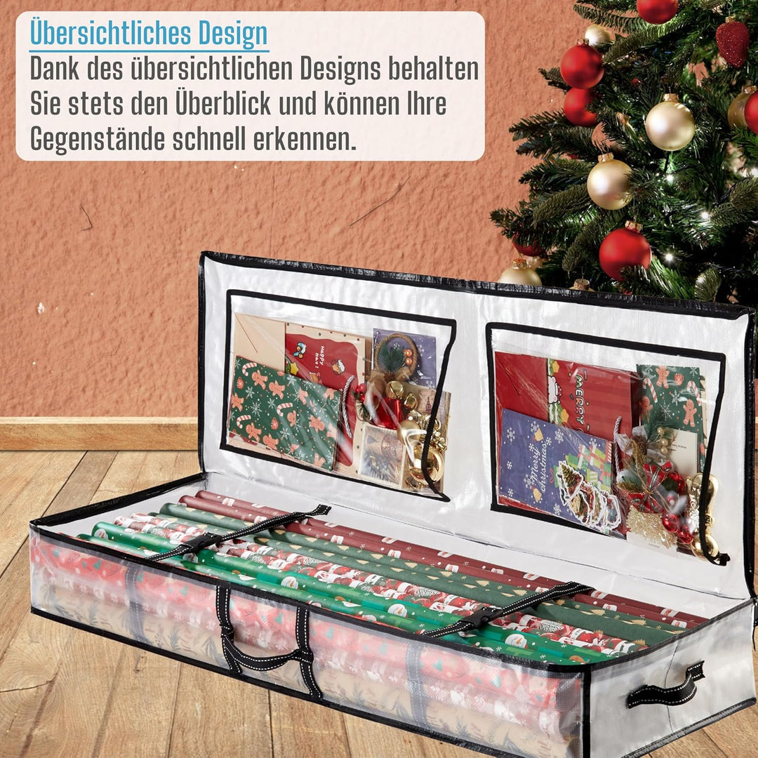 VENO Transparente Geschenkpapier-Organizer-Aufbewahrungsbox für Geburtstag, Weihnachtsgeschenktüten