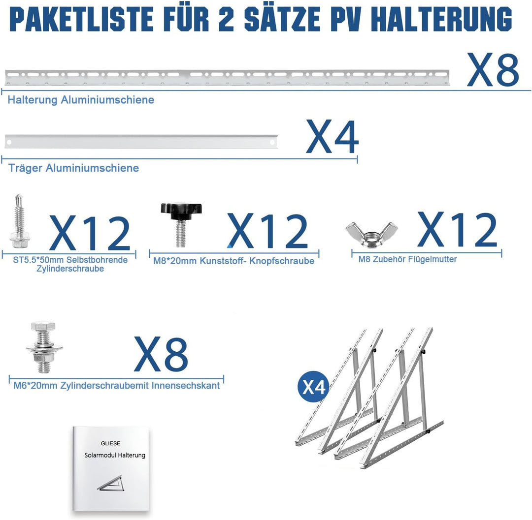 Solarmodul Halterung 45 Zoll,Photovoltaik Universal Solarmodul Halterungen 114CM photovoltaik, Balko