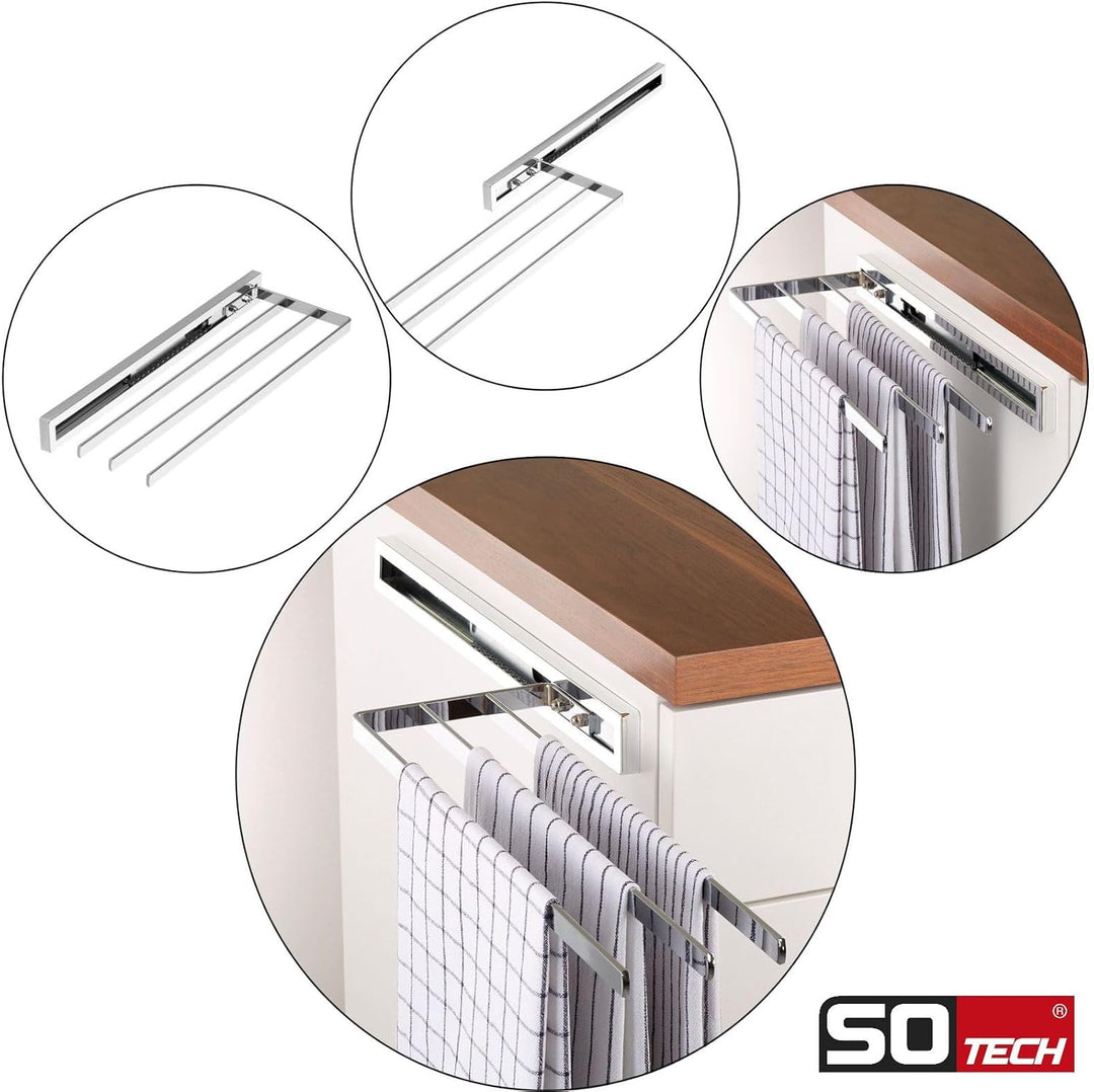 SOTECH Handtuchauszug Style 3-armig Chrom poliert 415 mm Auszugsweg 300 mm Handtuchhalter für Seiten