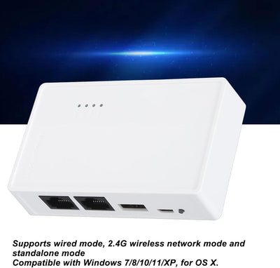Plyisty USB-Wireless-Druckserver, Druckserver mit 10/100 Mbit/s LAN/Bridge, Unterstützt Kabelgebunde