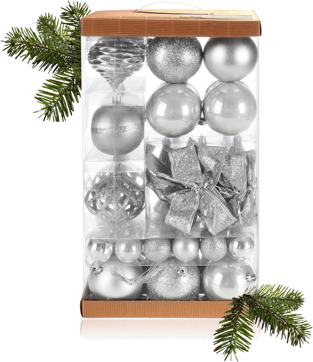 com-four® 51x Weihnachtskugeln, Christbaumkugeln bruchsicher aus Kunststoff für Weihnachten, Baumsch