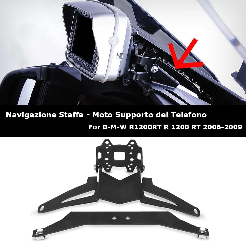 QJY-Motor Part-Store Motorrad Halter Navigationshalterung Für R1200RT R 1200 RT 2006-2009-Schwarz NB