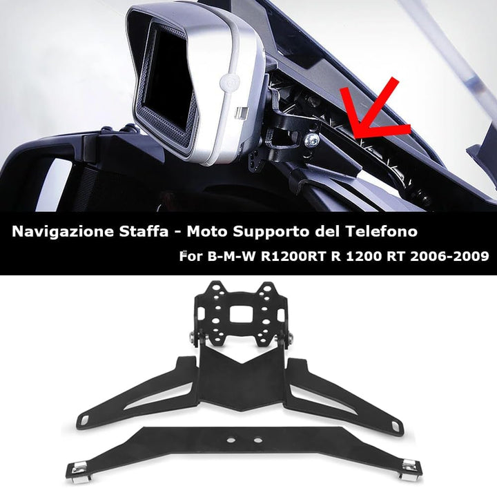 QJY-Motor Part-Store Motorrad Halter Navigationshalterung Für R1200RT R 1200 RT 2006-2009-Schwarz NB