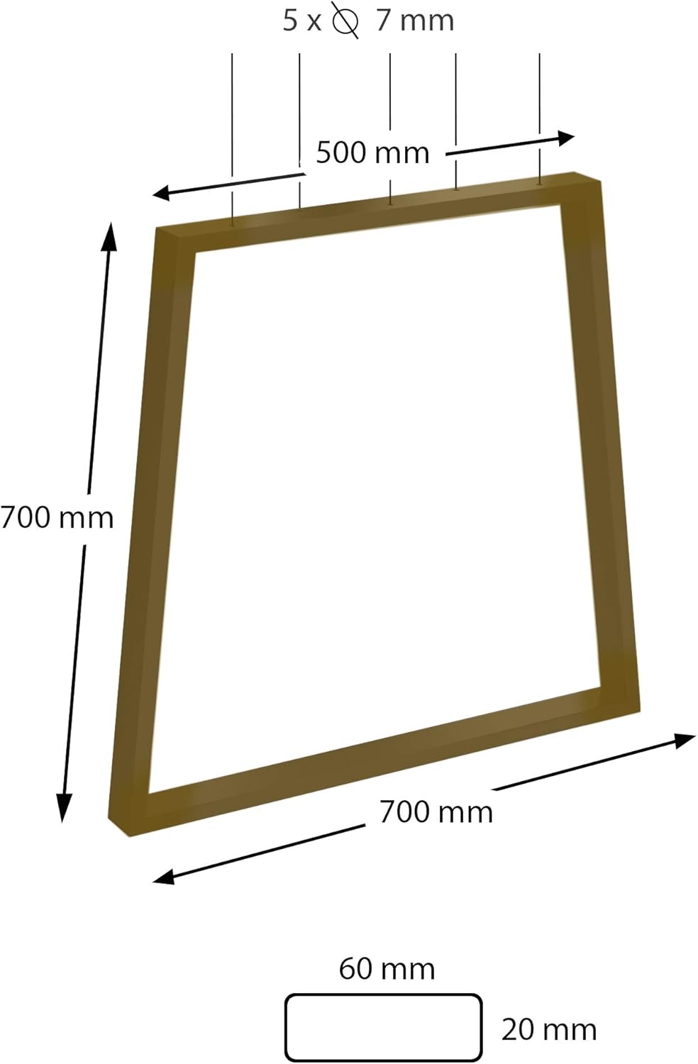 sossai® Trapez Tischkufen aus Stahl (pulverbeschichtet) TKG6 | Industrial Design | Farbe: Gold Messi