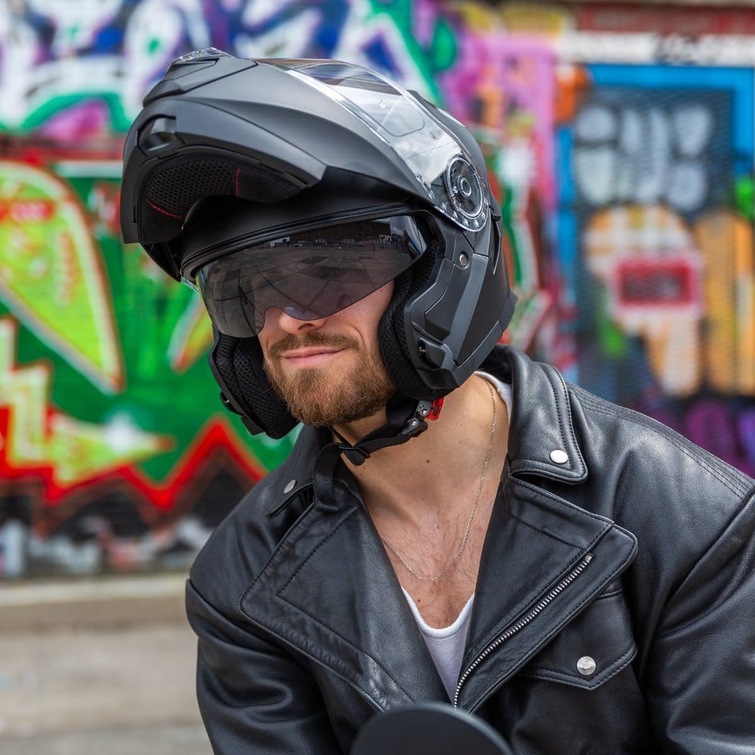 VINZ Santos Klapphelm mit Sonnenblende | ECE 22.06 &amp; PINLOCK vorbereitet | Motorrad Helm Integralhel