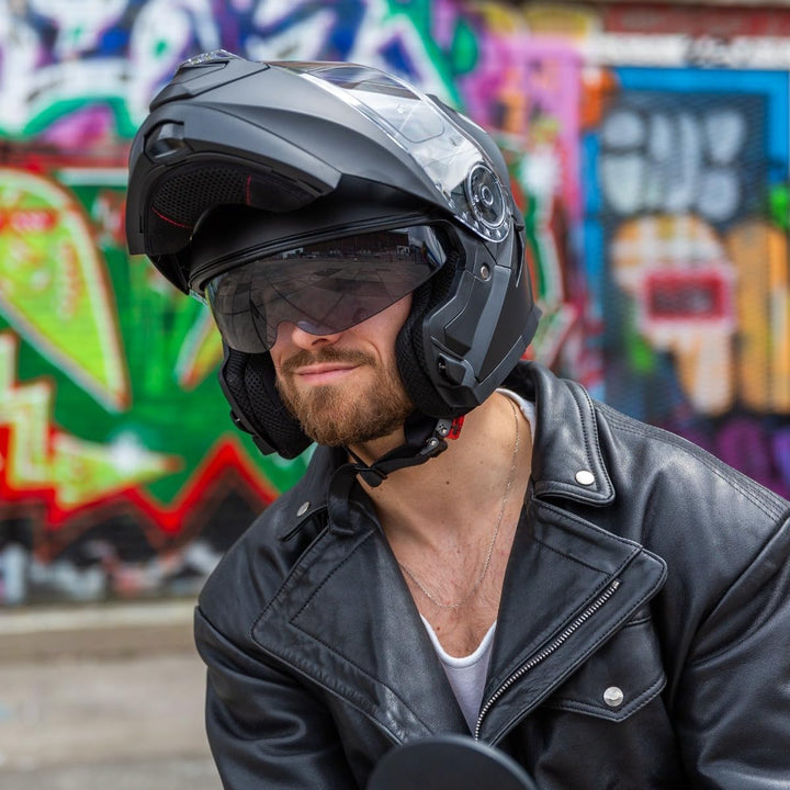 VINZ Santos Klapphelm mit Sonnenblende | ECE 22.06 &amp; PINLOCK vorbereitet | Motorrad Helm Integralhel