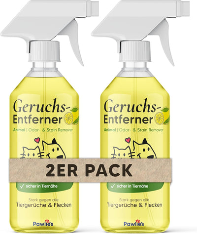 Pawlie's Tier-Geruchsneutralisierer (EXTREM STARK) & Enzymreiniger Katzenurin Geruchsentferner & Hun