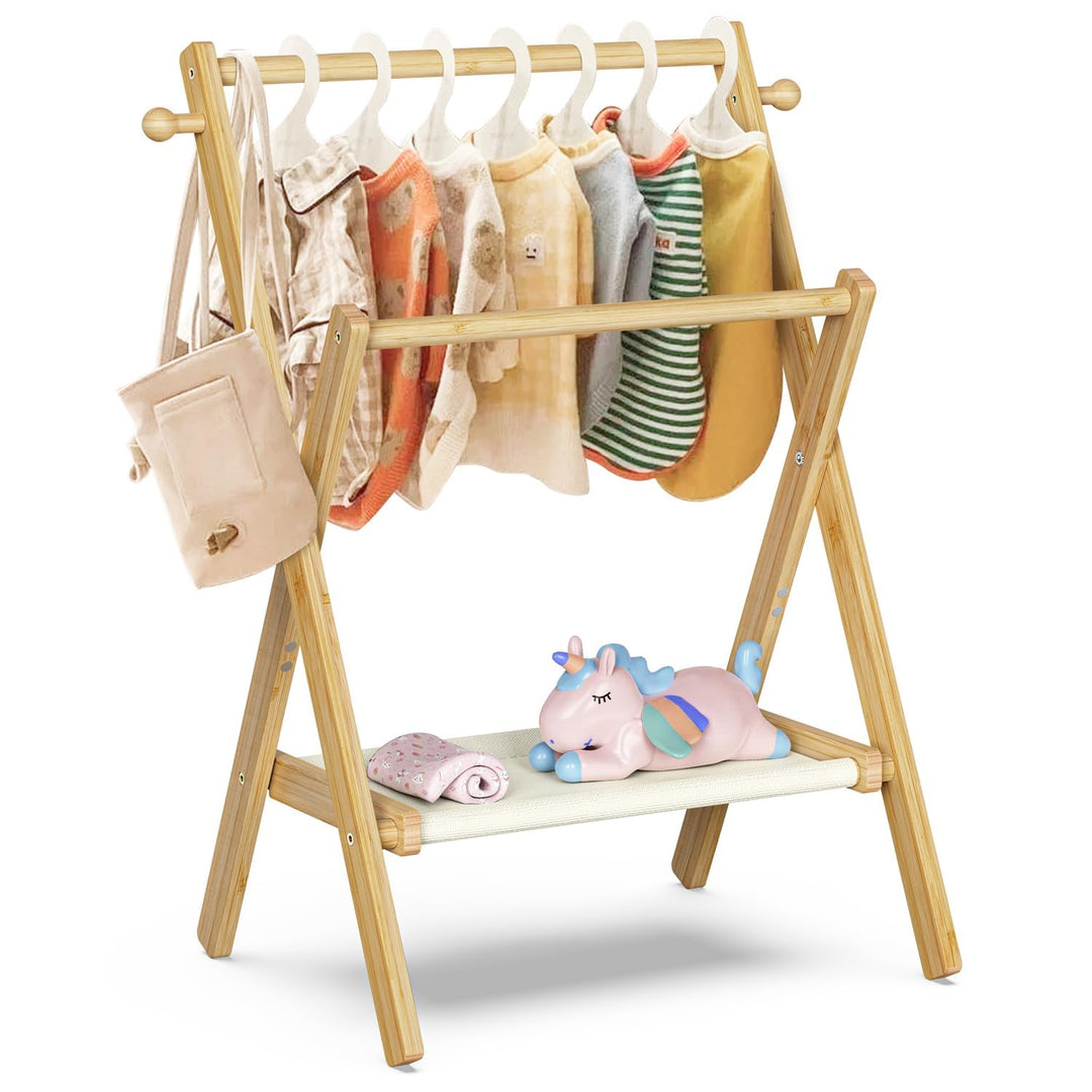 BAMBOOHOMIE Baby-Kleiderständer für Babyshower, Haustiere und Puppen, Baby-Kleiderständer mit Ablage