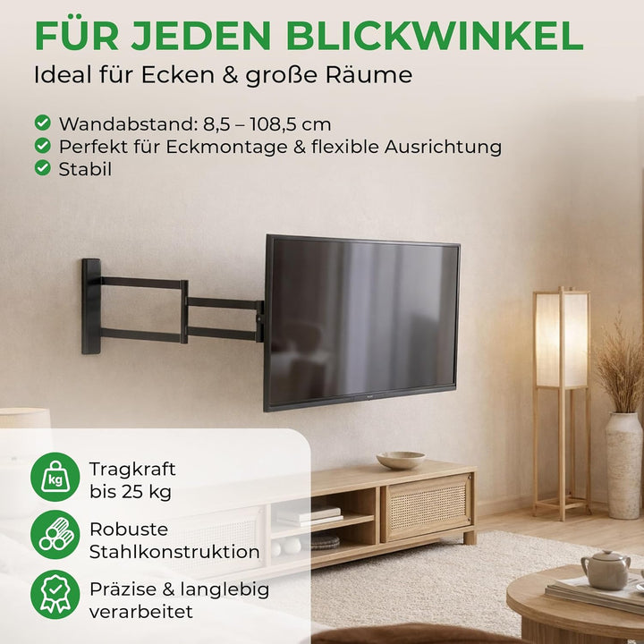 Axis XL 108,5 cm TV Wandhalterung mit extra langem Gelenkarm 50 Zoll Biz 75 Zoll – dreh-, Schwenk-,