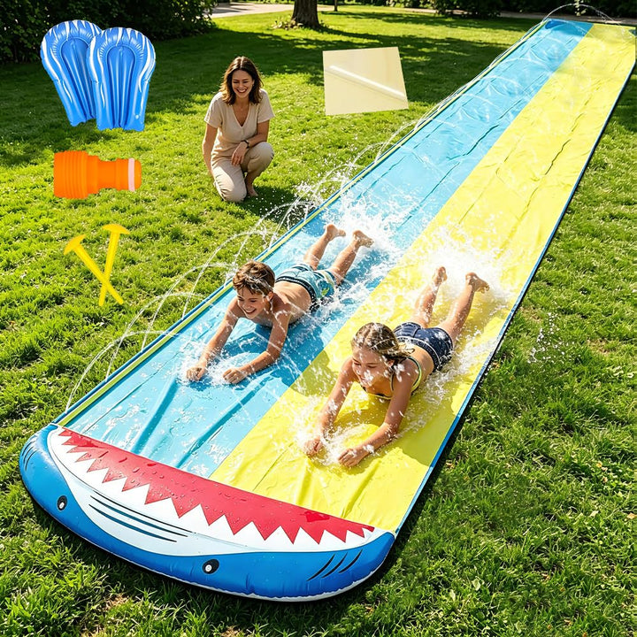 Wasserrutsche Garten für Kinder,480 cm/15.8ft Aufblasbare Wasserrutsche mit Eingebautem Sprinkler,Do