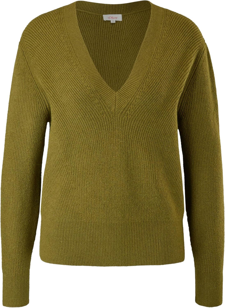 s.Oliver Pullover mit V-Ausschnitt 40 Grün, 40 Grün