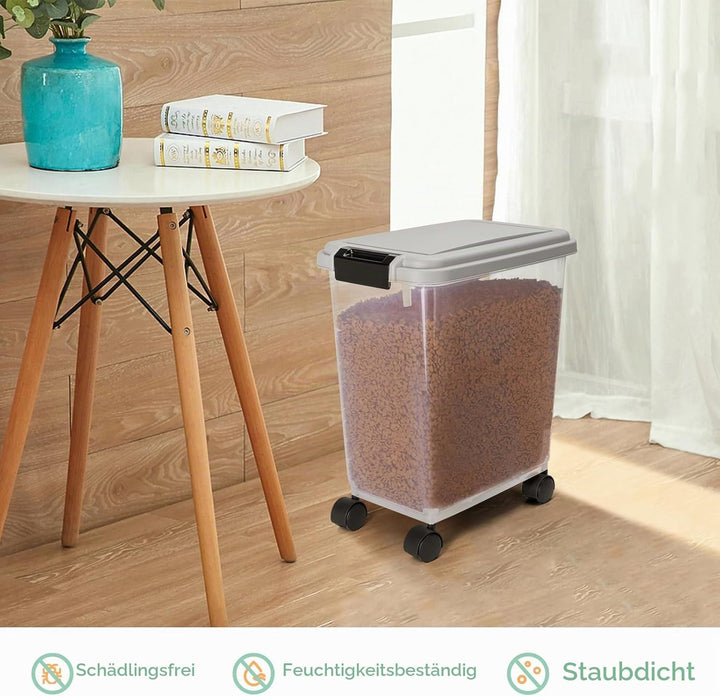Nobleza - Futterbehälter für Haustiere, 20 L, für Haustiere, Lebensmittelbox mit Rädern, Klappdeckel