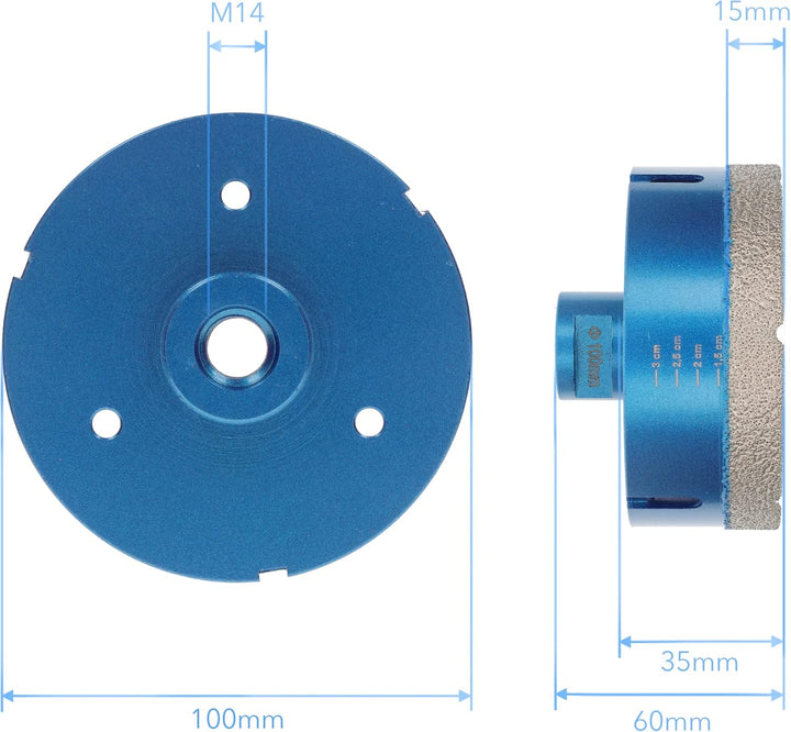 PRODIAMANT Diamant Fliesenbohrer 100 mm x M14 Fliese, Feinsteinzeug, Keramik für Winkelschleifer Pre