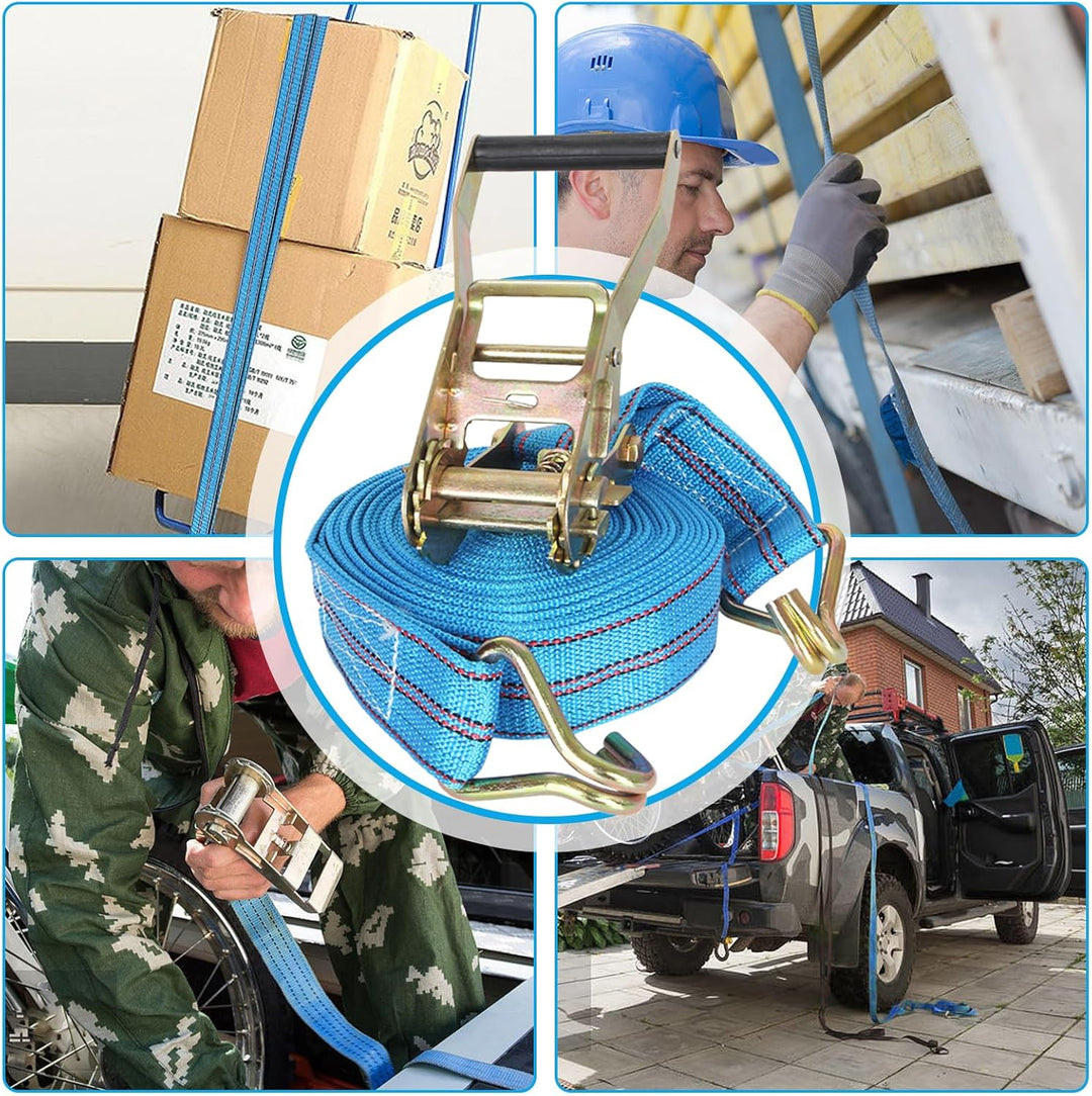 2 Stück 50mm x 10m Spanngurte mit Ratsche und Haken, Ratschengurte Spanngurt 10M, Schwerlast Spanngu