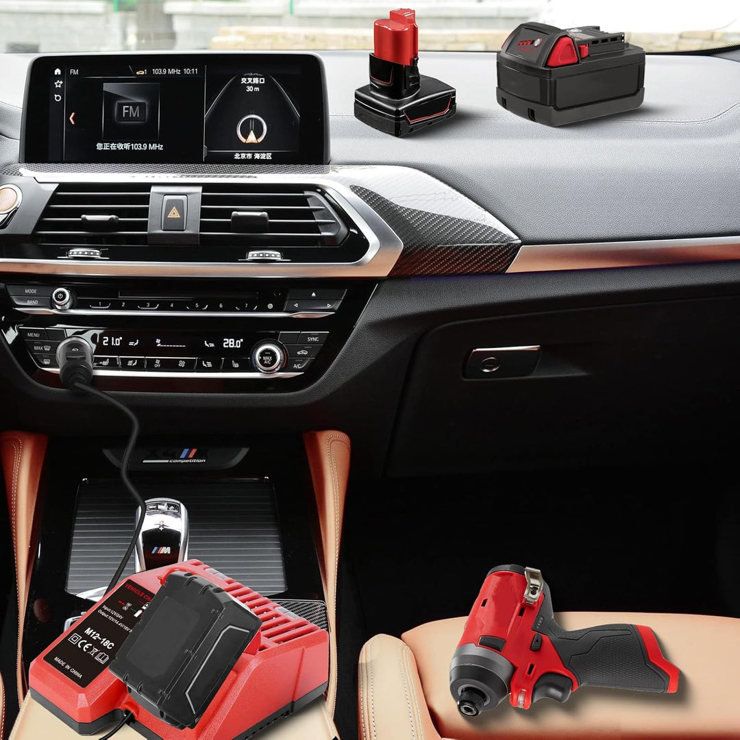 Auto Ladegerät für M12 & für M18 Multispannungs für Milwaukee 12V-18V Lithium-Ionen-Akku 48-59-1812