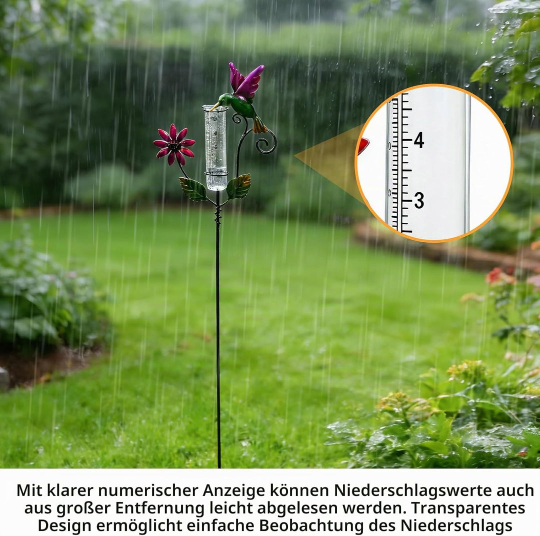 Regenmesser für Garten, Gartendeko Regenmesser Frostsicher, 119cm Gartenstecker Regenmesser, Nieders