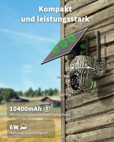 4G Wildkamera mit SIM Karte und Speicherkarte Karte, 2K Solar Wildkamera mit Handyübertragung APP, Ü