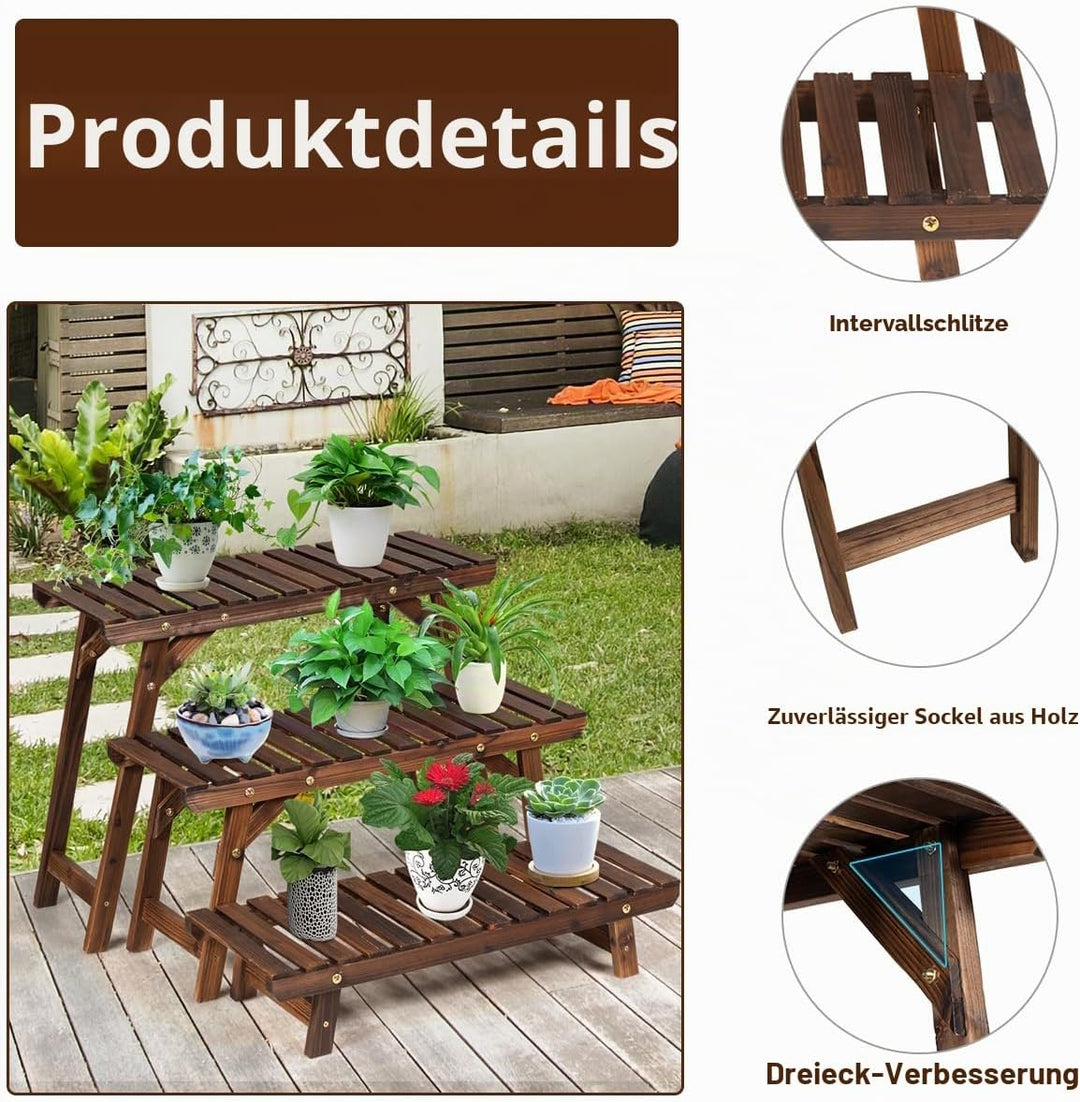 Pflanzenregal aus Holz, Blumenständer für Innen- und Aussenbereiche, Mehrzweck-Topfhalter, Pflanzens