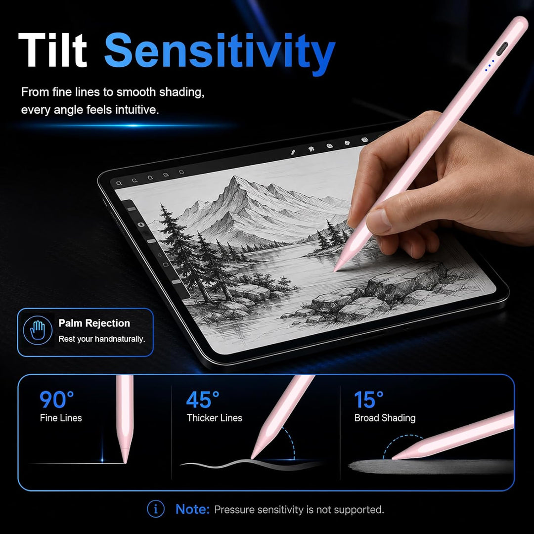 Pencil 1. Generation für iPad 11 (2025-2018), HATOKU Stift für Tablets mit Neigungsempfindlichkeit &