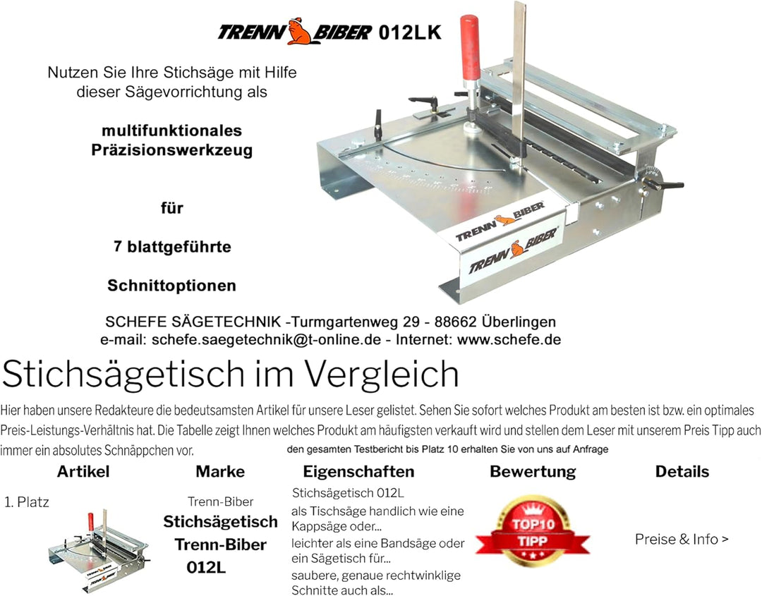 Trenn-Biber 012LK-4 Stichsägentisch für Stichsägen und Oberfräsen - Sägetisch, zum Laminat schneiden