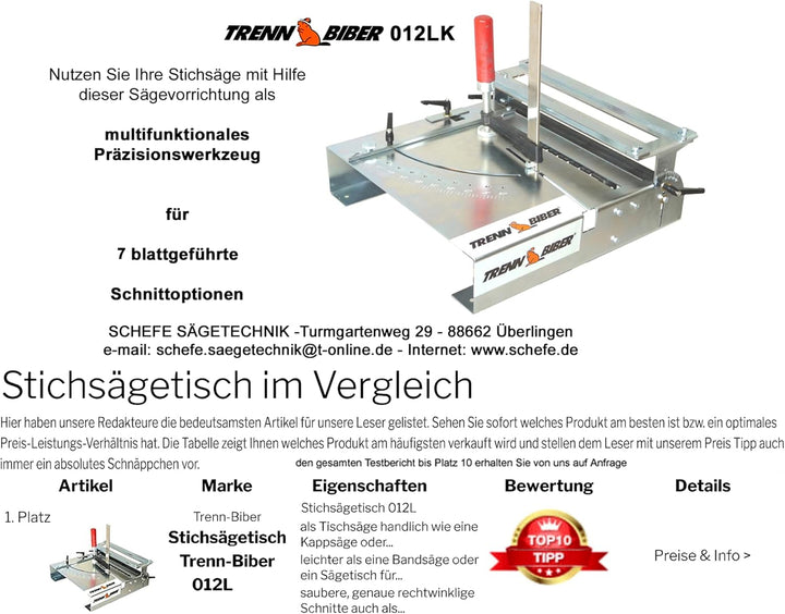 Trenn-Biber 012LK-4 Stichsägentisch für Stichsägen und Oberfräsen - Sägetisch, zum Laminat schneiden