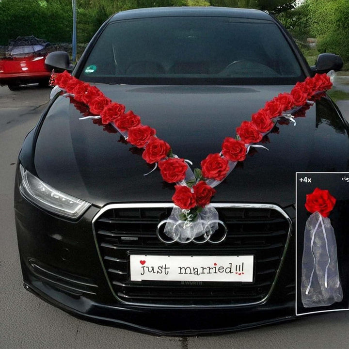 Rosen Girlande Braut Paar Rose Deko Dekoration Autoschmuck Hochzeit Car Auto Wedding ®Auto-schmuck D