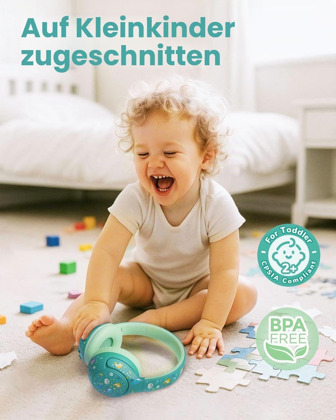 iClever Bluetooth Kopfhörer Kinder, 2+ Jahre alt CPC-Zertifiziert, 75/80dBA Sichere Begrenzte Lautst