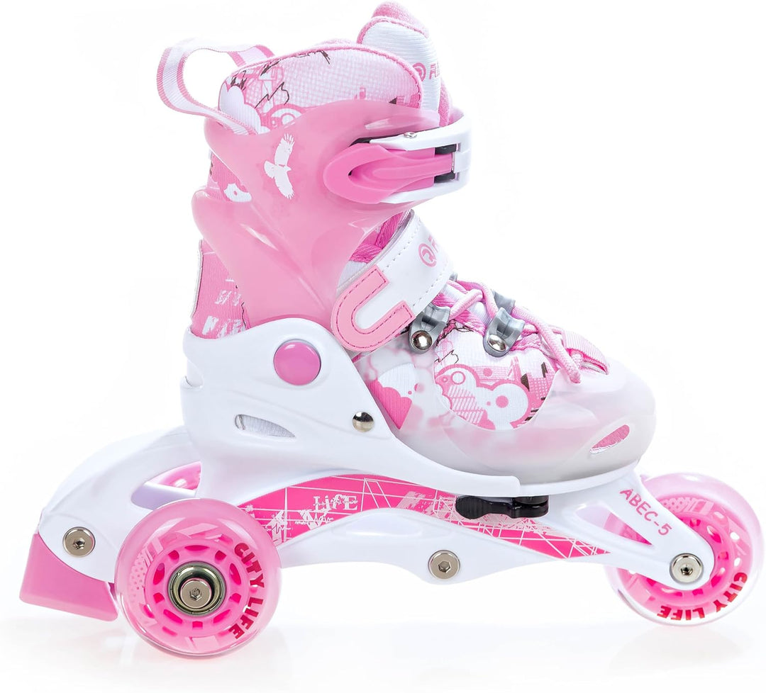 Raven 3in1 Verstellbare Kinder Inline Skates Princess - Inliner Triskates - Rollschuhe Kugellager Ab