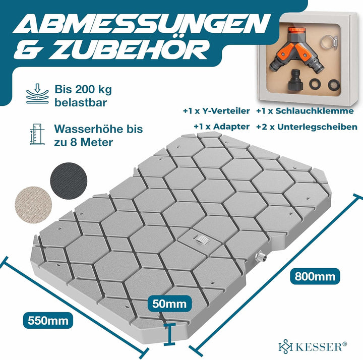 KESSER® Bodendusche Geo Gartendusche, Dusche für alle - Gross, Klein & Vierbeiner, rutschfest, UV- &