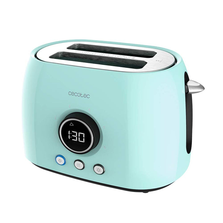Cecotec Digitale Toaster ClassicToast 8000 Blue Double. 800W, 2 Extra breiten kurzen Schlitzen, 3 Vo