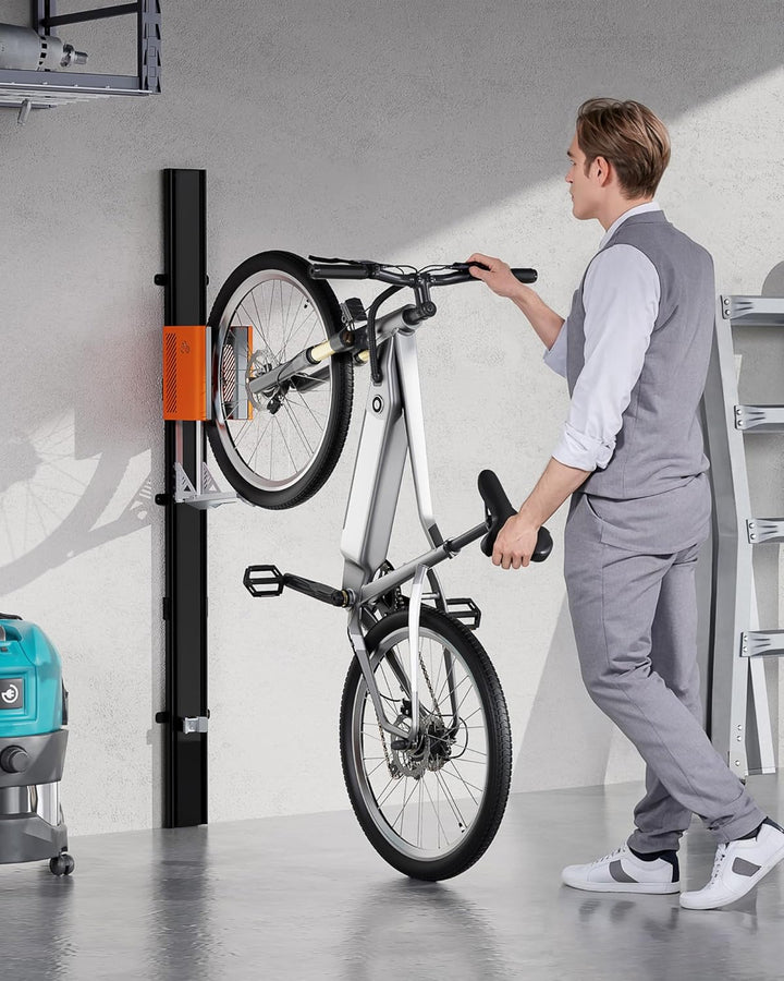 monTEK Automatischer Fahrradlift – Vertikaler Fahrradträger für schwere Fahrräder (bis 32 kg) – Einf