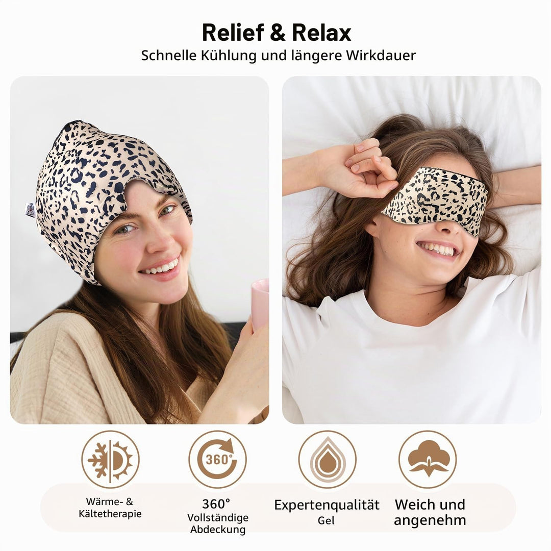 my novel things 2 Stück Migräne Maske und Augenmaske Kühlend, Migräne Kühlmaske, Migraine Relief Cap