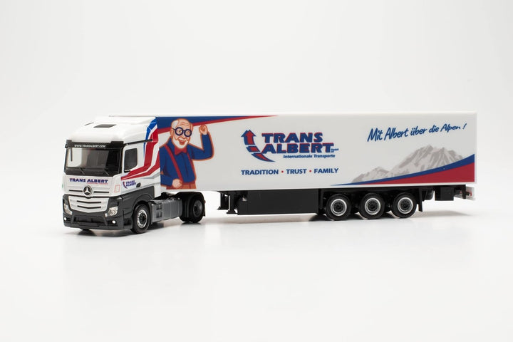 Herpa LKW Modell Mercedes-Benz Actros Streamspace „Transalbert“, originalgetreu im Massstab 1:87, Mo